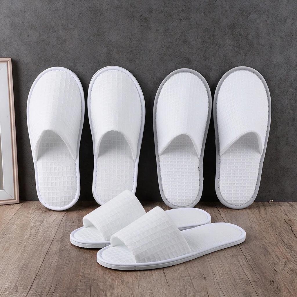 Waffle-Knit Cotton Slippers
